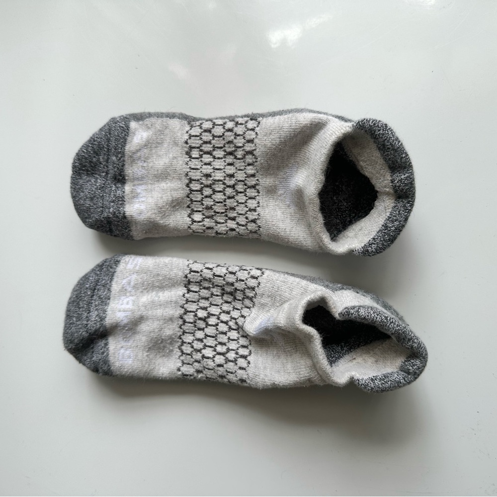 Gray and White Patterned Socks